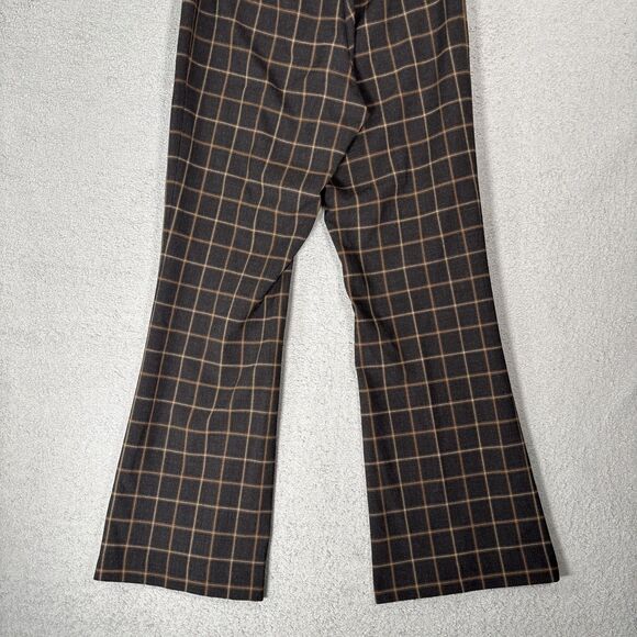 Womens Size Small Brown Plaid Pants Wide Leg Flare Dark Academia Heritage Basics - Picture 11 of 11